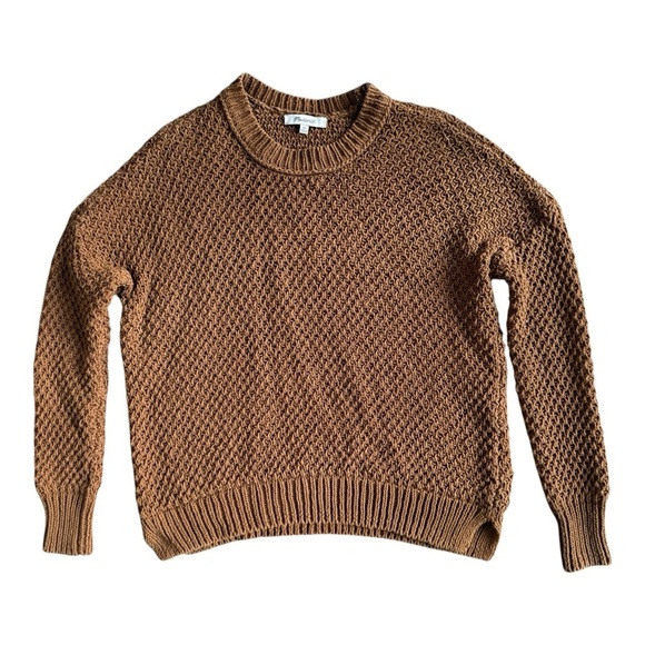 Madewell French Quarter Pullover Sweater Open Knit Crochet Style Size XS Brown - Picture 2 of 8